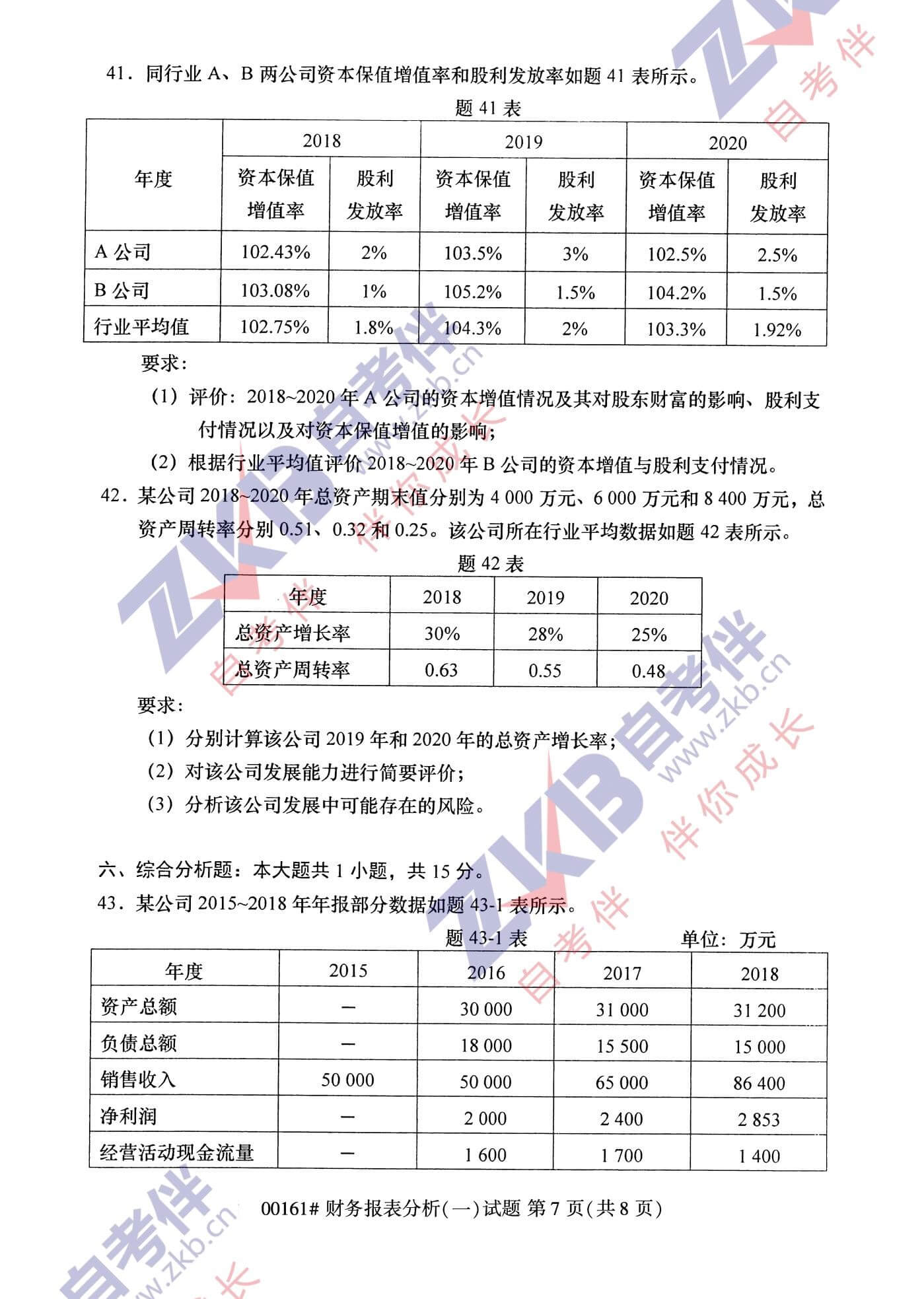 2021年10月福建自考00161財務報表分析(一)試卷